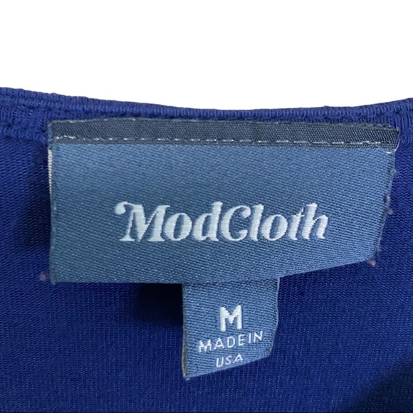 ModCloth Blue V-Neck A-Line Dress - Picture 4 of 7